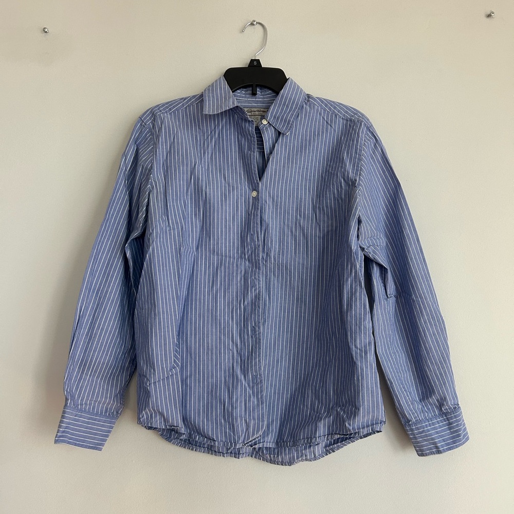 Blue Striped Button-Up Shirt